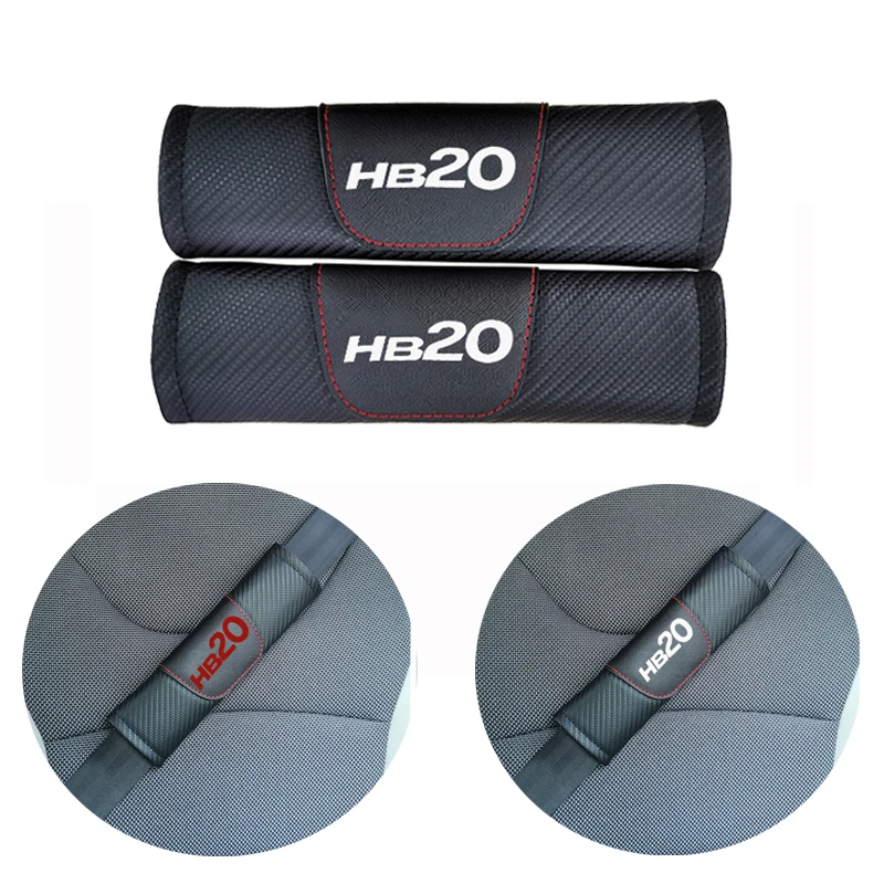 

For Hyundai HB20 2pcs Fashion Carbon Car Seat Belt Cover Fiber Leather Car Seat Belt Shoulder Pad Car Accessories Car Styling