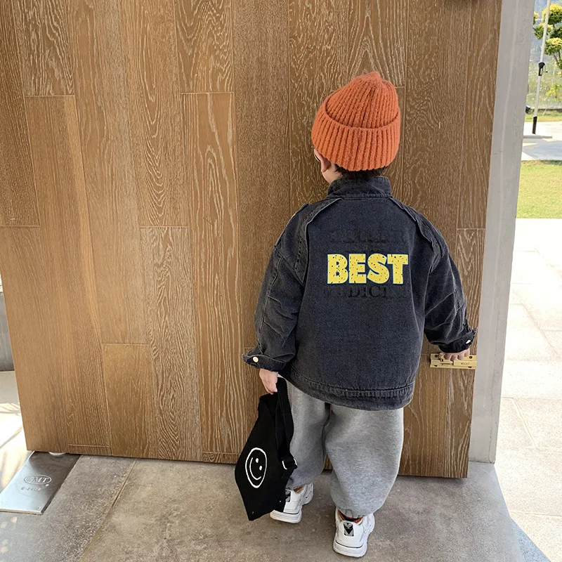 

Boys' cotton padded thickened denim coat 2020 winter wear new baby's foreign style versatile top children's warm jacket 12-2