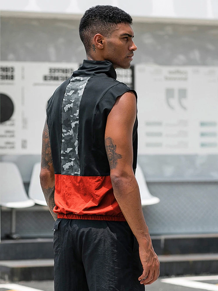 Men Sleeveless Shirt Fitness Workout Top Bodybuilding Training Clothes Camouflage Color Matching Quick-drying T-Shirt Sportswear
