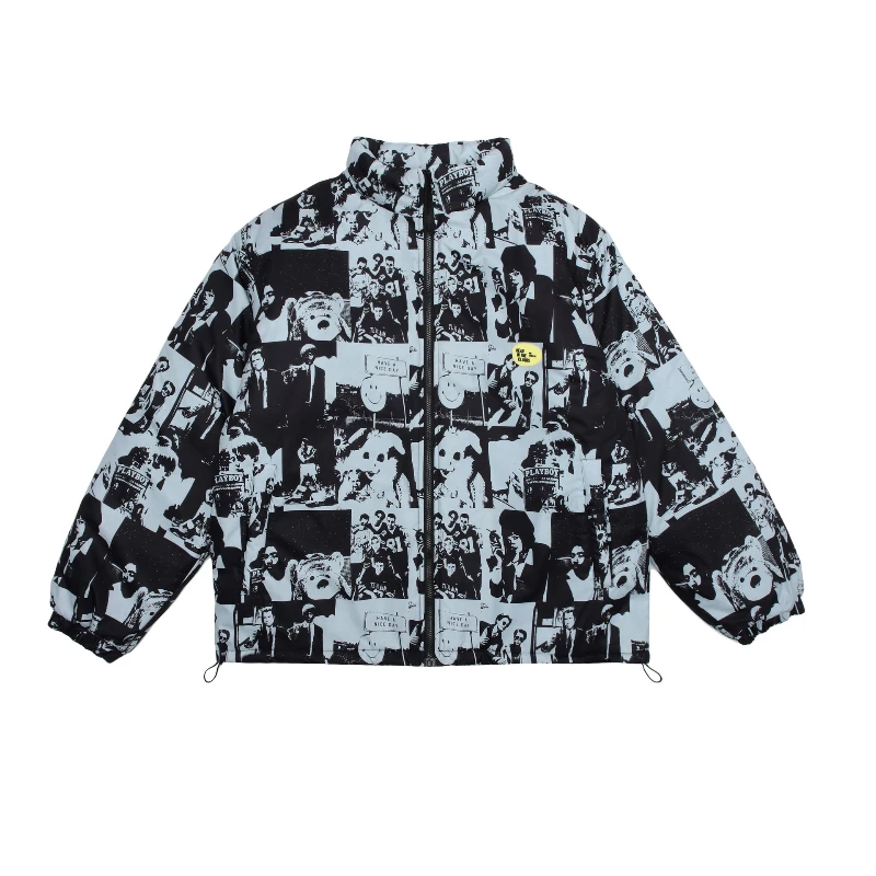 

American Retro Street Characters Full Printed Cotton Clothes Male Hip-hop Tide Brand Plus Velvet Loose Men Women Casual Jackets