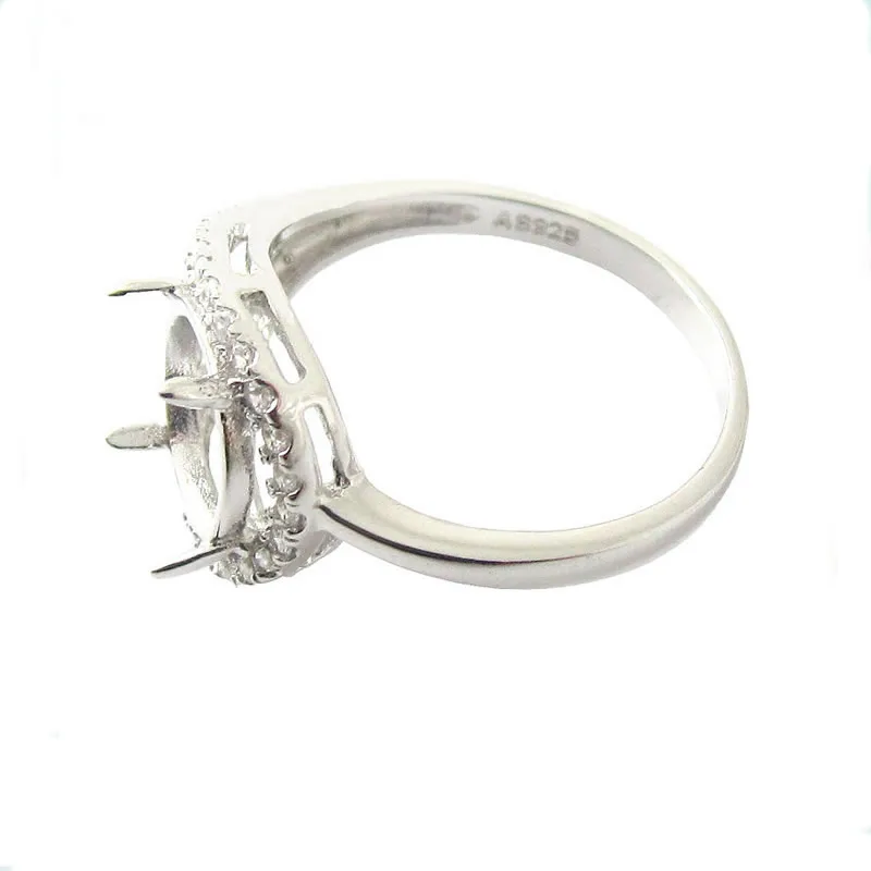 Кольцо из серебра 925 пробы 8 мм с круглым фианитом заготовки для колец