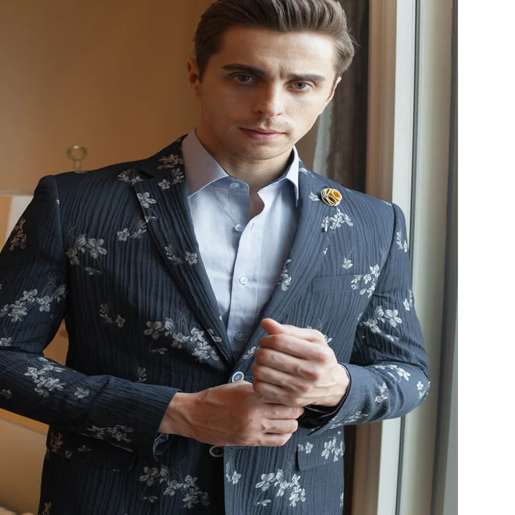 New Arrival Young Fashion High End Wedding Banquet Formal Mens Suit Jacket Blazers Casual Flower Plus Size M L XL XXL 3XL 4XL | Мужская