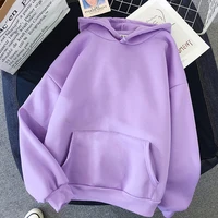 solid oversized hoodies women clothing polyester blouses bottoming long sleeve tops loose pocket sweatshirt girl casual pullover