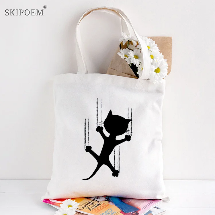 

Сумка-тоут через плечо, пляжная сумка, сумки для покупок, большая вместительность, сумка-мессенджер, ручная сумка, новинка 2021, мультяшный Кот...