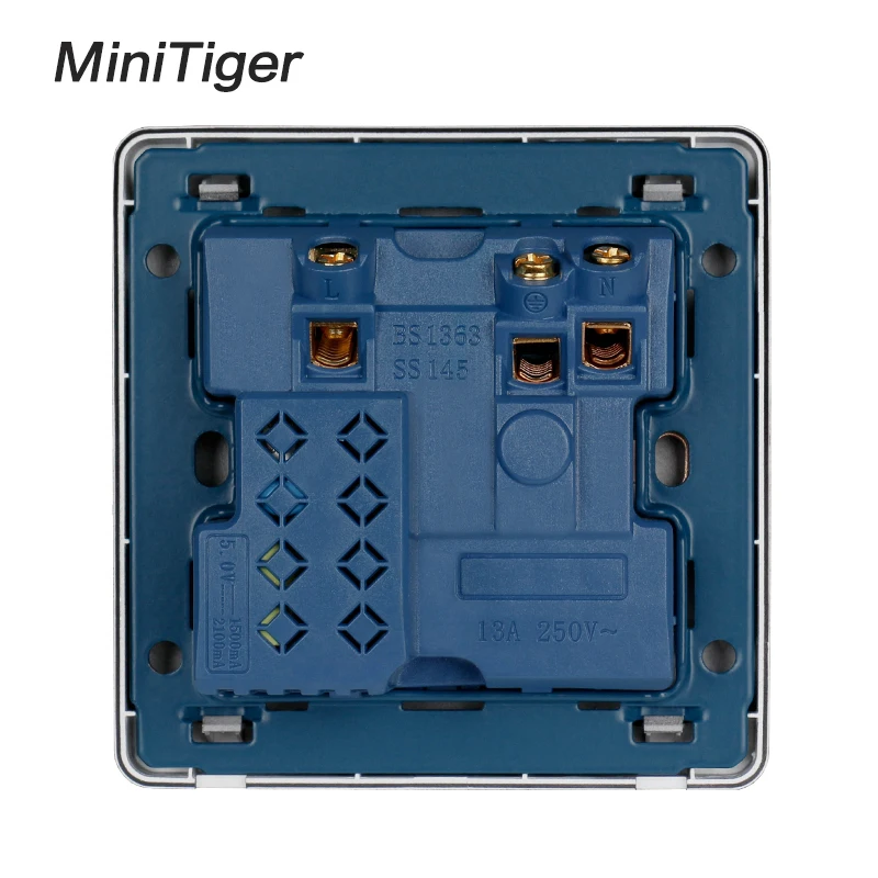 Черная настенная розетка Minitiger 13 А британский стандарт переключатель 2 1 двойной