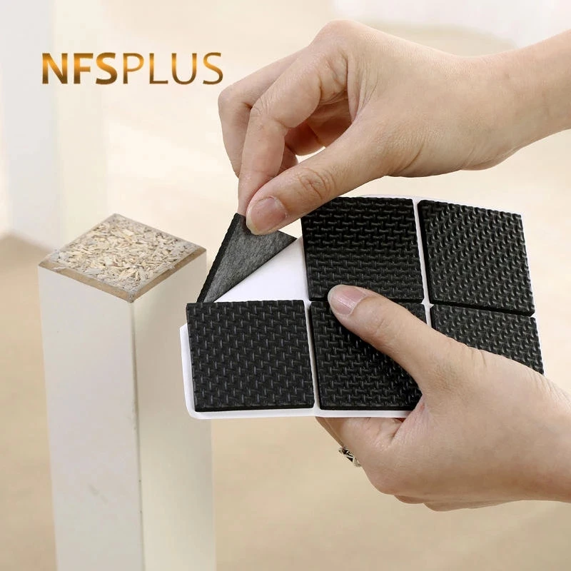 

6PCS/SET Protective Anti-Slip Pads For Chair Table Legs 46x46mm Square Round Black Sticky Anti Vibration Non Slip Floor Mat