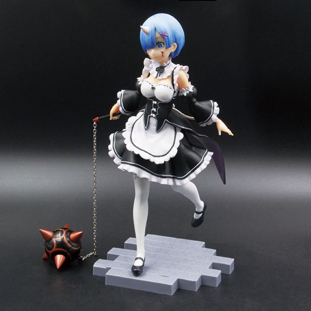 

Cute Anime Re:Life in a different world from zero Rem with Hammer Maid Ver. PVC Action Figure Collectible Model Toys Doll Gift