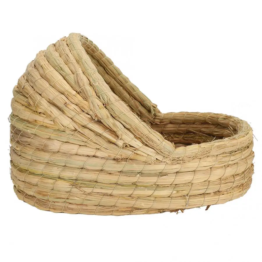 Cute Animal Cages Small Pet Hand Made Straw Braid Grass House Bed Slipper Shape for Rabbit Guinea Pig Hamster Sleeping | Дом и сад