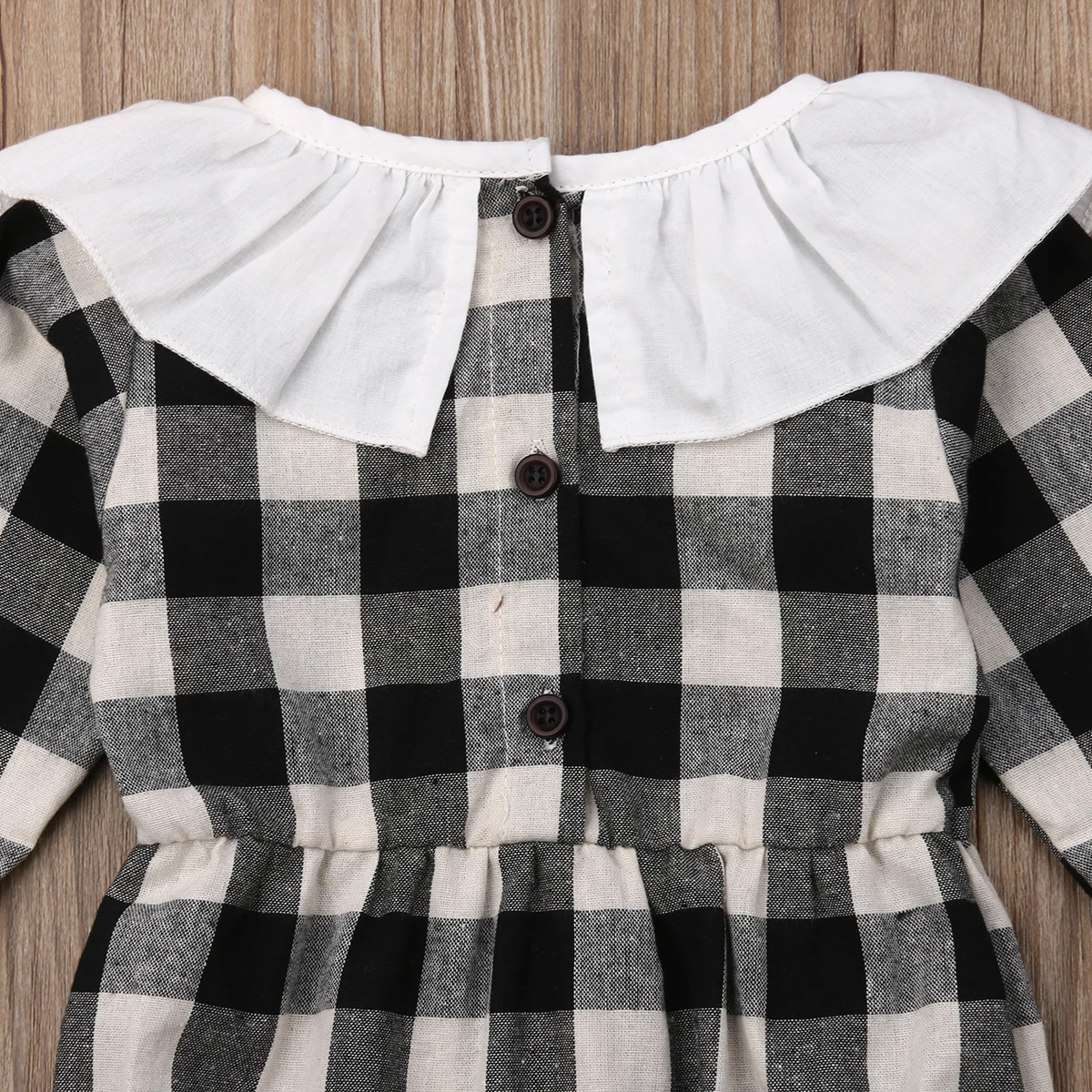 

Infant Baby Girl Clothes Autumn Plaids Ruffles Patchwork Romper Long Sleeve Flared Sleeve Jumpsuit Outfit
