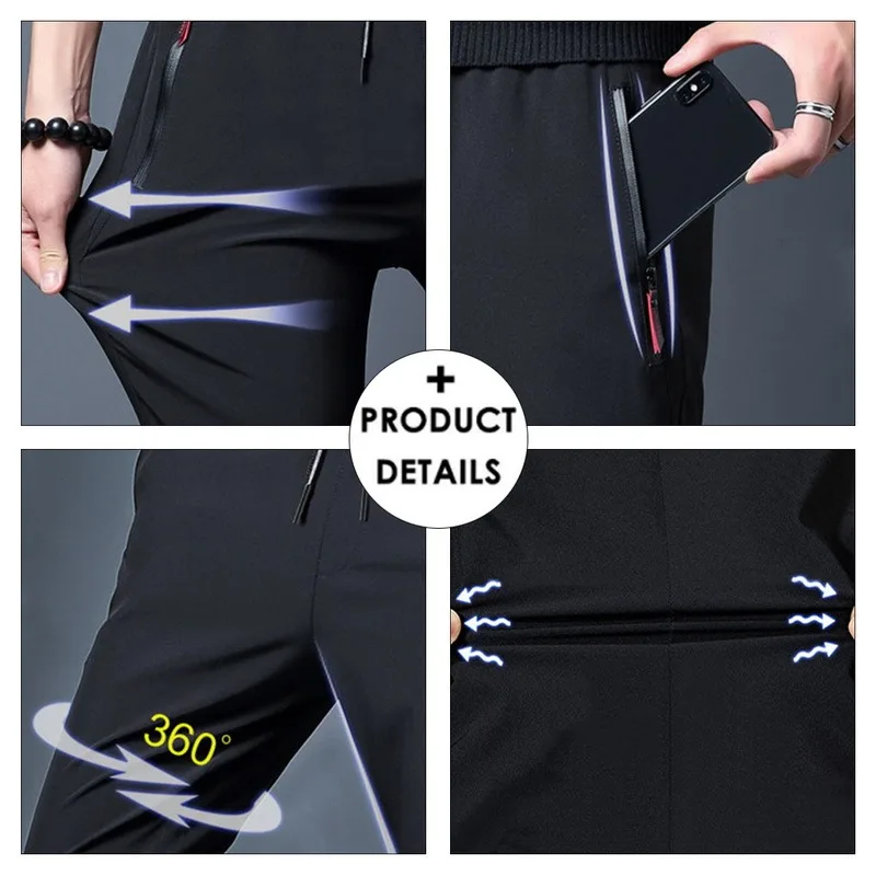 

Fashion 2021 Men Casual Pants Joggers Fitness Quick Dry Sweatpants Male Summer Breathable Slim Trousers Pencil Pants