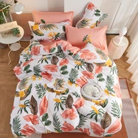 34pcs bedding set leaf print bed linen single double queen king quilt covers bedclothes duvet cover set with cute pillowcase