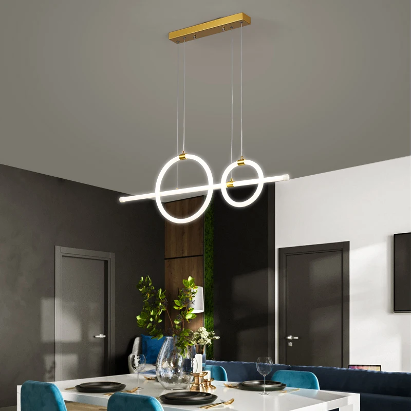 

360 degree bright Gold Modern LED Pendant Lights Dining room kitchens Suspension Luminaire colgante Avize lustre Pendant lamp
