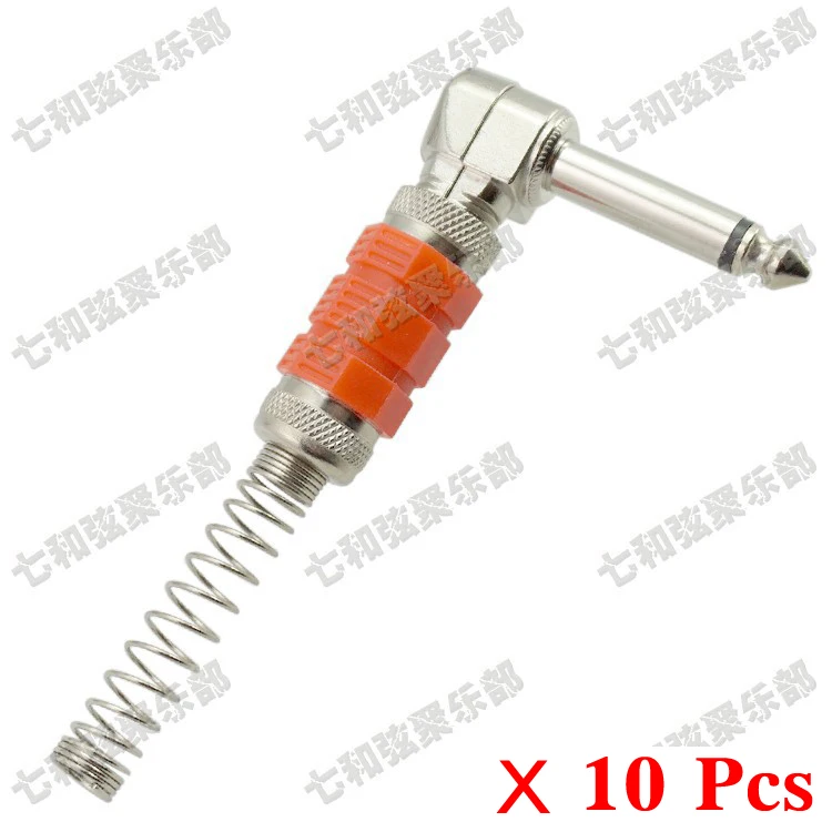 

10 Pcs 6.35mm 1/4 Right Angle 90 Mono Microphone Guitar Bass Cable Plug Connector Plug /W Spring (DSD-S2201222DSD)