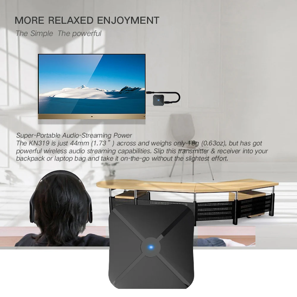Приемник-передатчик Bluetooth KN319 2 в 1 V4.2 музыкальный аудио адаптер 3 5 мм AUX RCA для ТВ