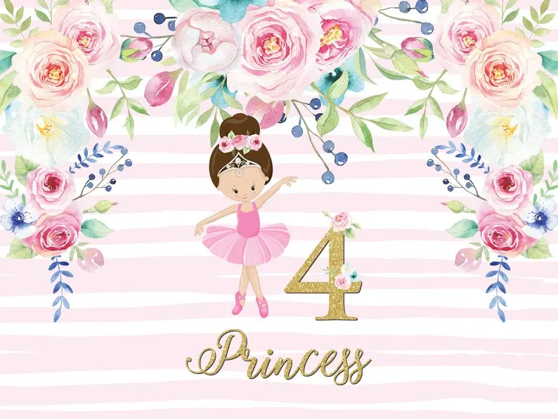 Оригинальный Виниловый фон для фотосъемки балерины девочки с цветами на день