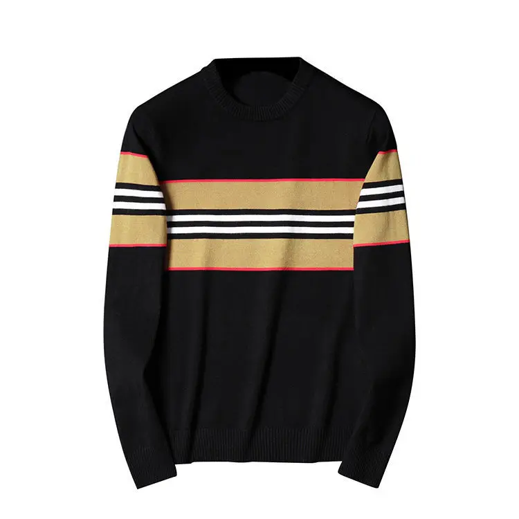 

Classic stripe stitching sweater women's autumn and winter couple's knitted pullover
