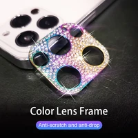 bling colorful diamond metal camera len protection film for iphone 13 pro max 12 11 glitter crystal protector sticker back cover