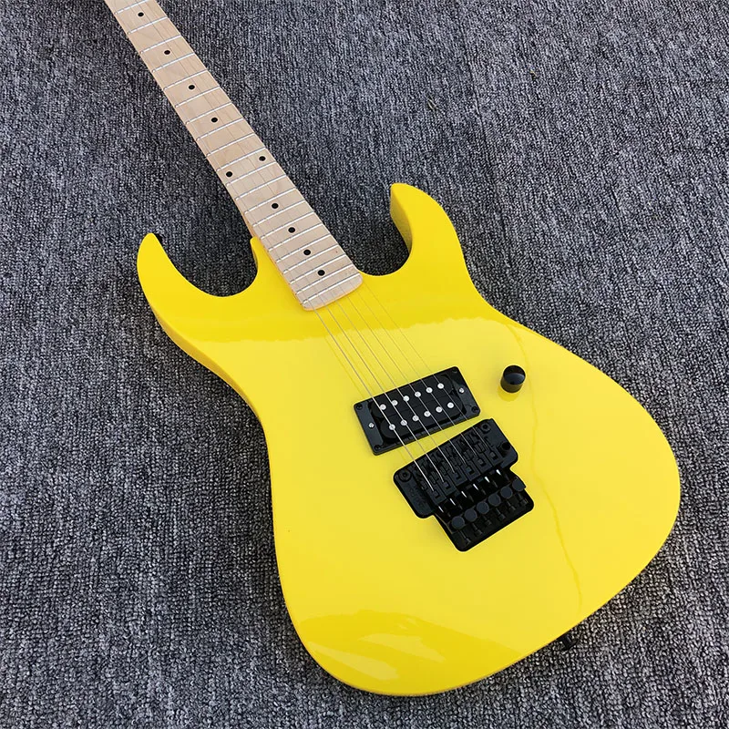 Высококачественная желтая электрогитара Floyd rose черная бесплатная доставка