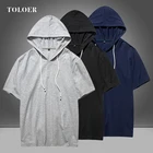 Новинка 2022, мужская повседневная толстовка, однотонные летние топы с коротким рукавом, мужская толстовка с капюшоном, хлопковая мягкая высококачественная одежда, уличная одежда