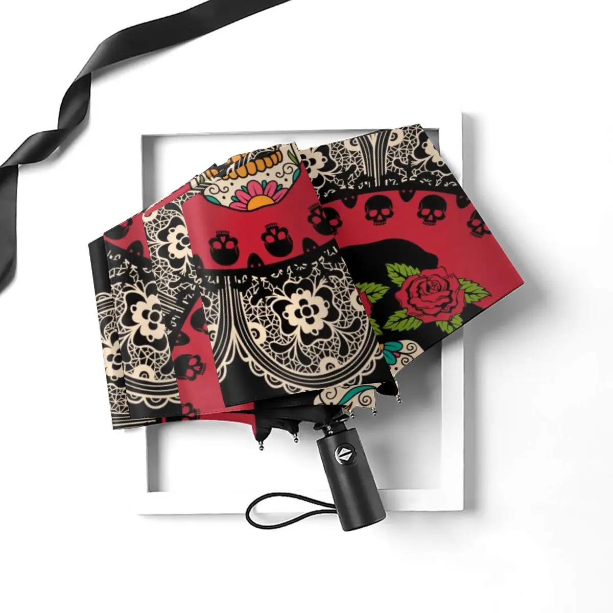 Comprare Ombrello Automatico Pieghevole Resistente Al Vento Telaio Automatico Da Donna Con Teschio Messicano Donna Ombrelli Antivento Pioggia Per Uomo Ombrellone