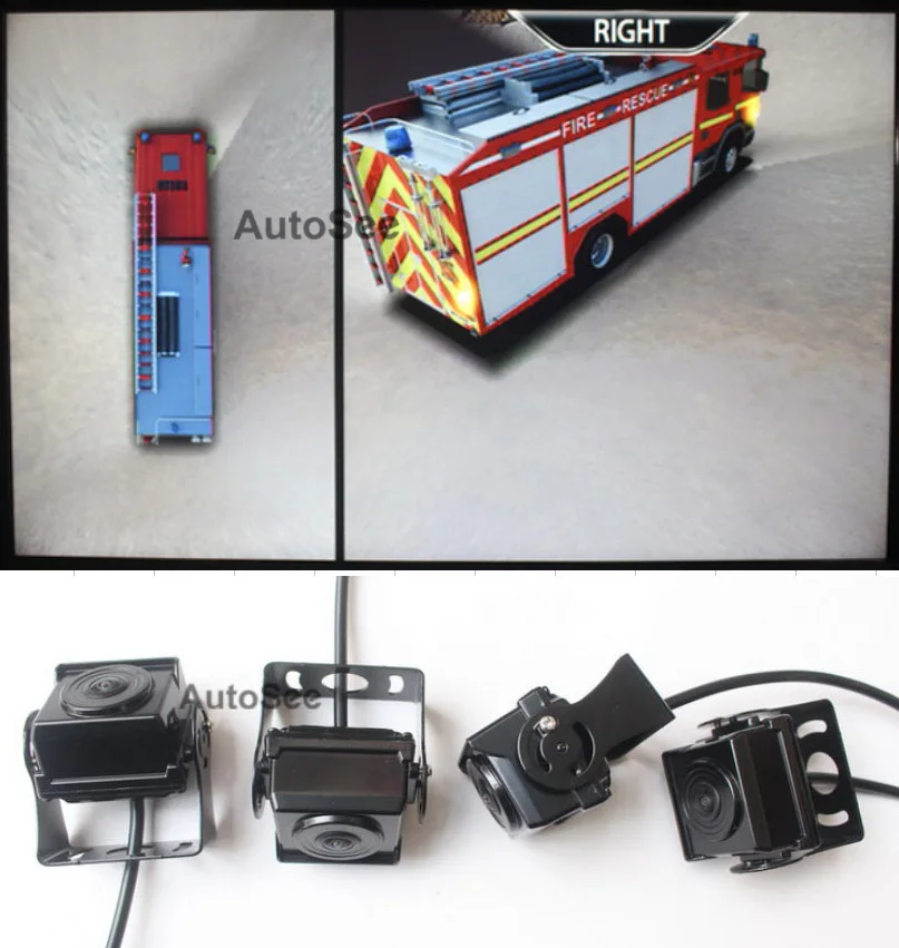 Пожарная машина 360 градусов AVM SVM вокруг просмотра камеры системы птичий глаз 4