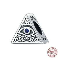 egyptian pyramid charm 925 sterling silver with evil eye beads for diy original bracelets women men jewelry
