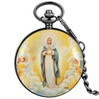 Шикарные классические мужские карманные часы с рисунком католицизма, цифровые высококачественные удобные часы с циферблатом, лучший подарок для Дедушки