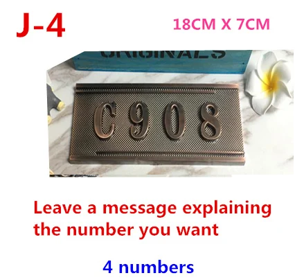 Number or letter ABS европейский номер двери наклейка античная медь номер дома знак 3 до 4 номера индивидуальные для гостиницы квартиры вилла двери - Цвет: Number or letter