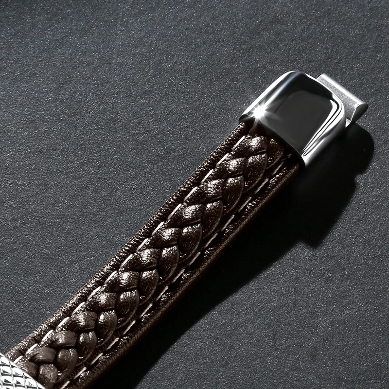 Новый Панк мужской браслет из натуральной кожи нержавеющей стали женские