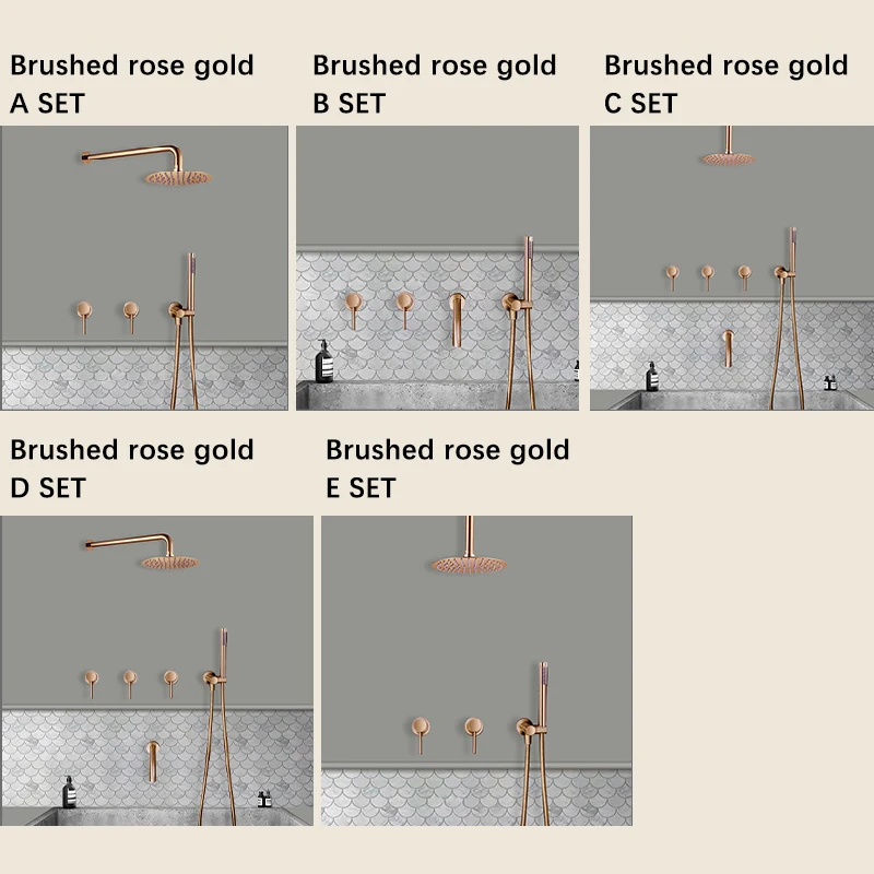 bathroom shower set brushed rose gold simplicity solid brass shower faucet shower bath mixer tap black and chrome color ah3023 free global shipping