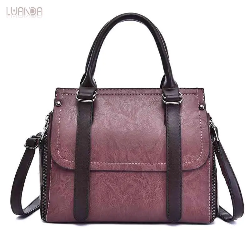 Модная кожаная женская сумка классическая простая с верхней ручкой дизайнерские