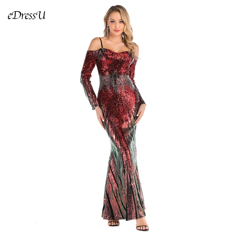 Вечернее платье на тонких бретельках градиентные цвета вечерние платья с