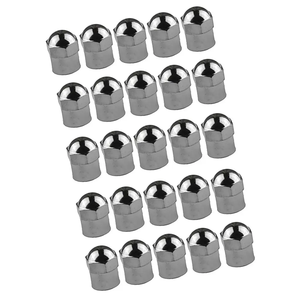 

25 Pieces Chrome Plated Plastic Wheel Hex Tire Tyre Valve Stem Caps TPMS