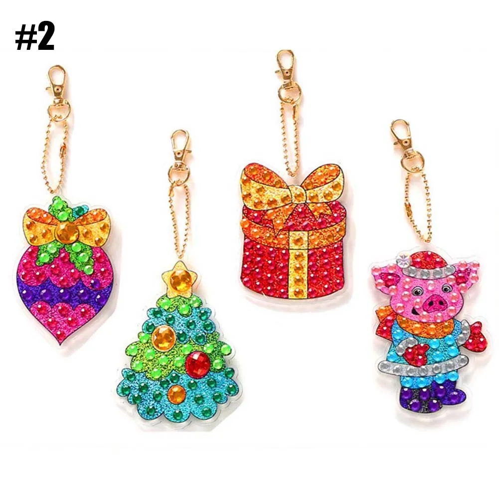 

5D Key Chain Bag Decoration Christmas Tree Craft Diamond Art Full Painting