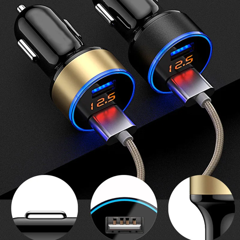 Мини быстрое зарядное устройство 5V 3.1A Dual USB Автомобильное с светодиодный