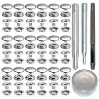 72pcs 15mm stainless steel fastener snap press stud button for marine boat canvas with punching set tool kit silver