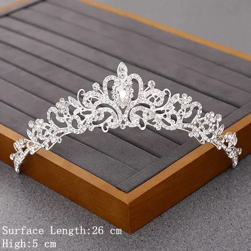 Silver Свадебная тиара Корона для волос Свадебные аксессуары для волос свадебный кристалл, Стразы Корона принцесса тиары для девочек серебряные украшения для волос диадема - Окраска металла: Silver