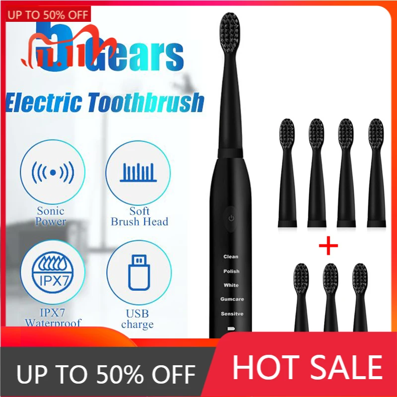 

Зубная щетка Ультразвуковая электрическая, перезаряжаемая, моющаяся, для отбеливания зубов