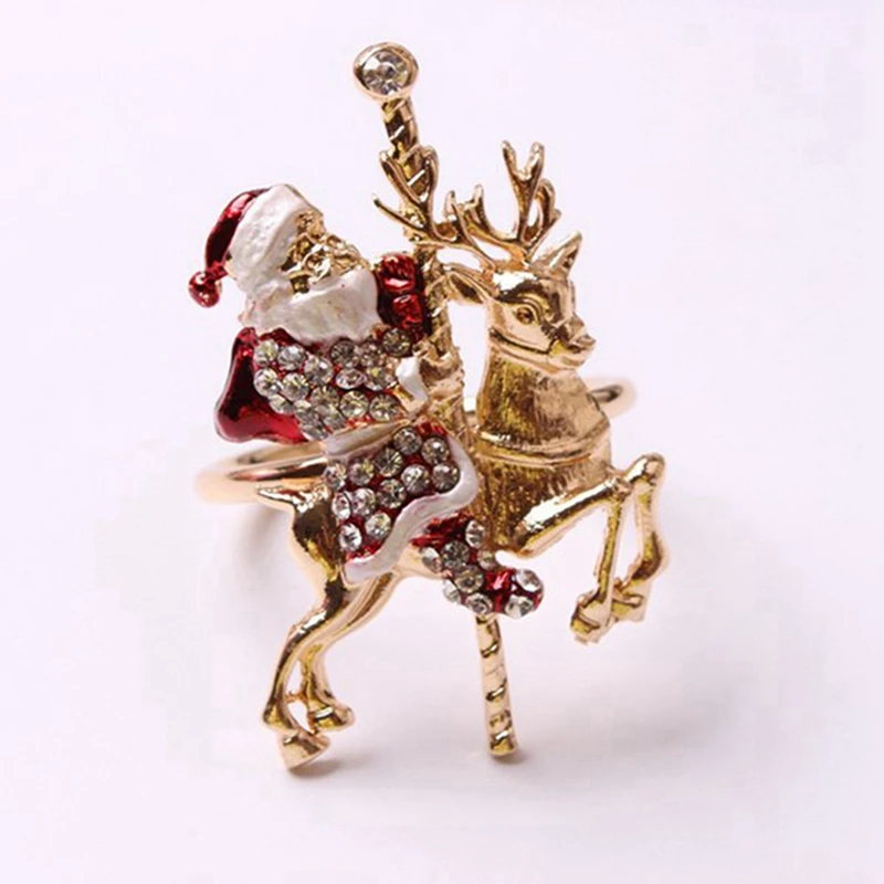 

10Pcs Christmas Reindeer Napkin Buckle Upscale Restaurant Hotel Table Set Santa Napkin Ring Napkin Ring