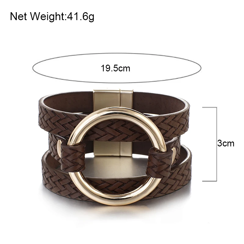 Женский многослойный Плетеный Кожаный Браслет ALLYES Круглый браслет с шармом и