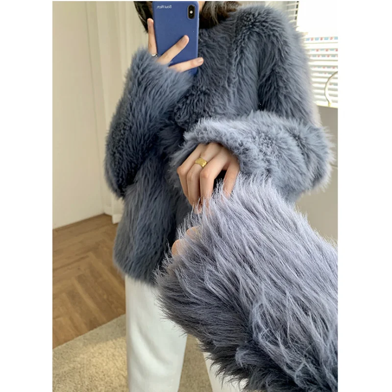 Women's Imitate Mink Faux Fur Coat Autumn Outwear Winter Jacket Overcoat Female Fashion Natural Parka Warm Clothing Plush