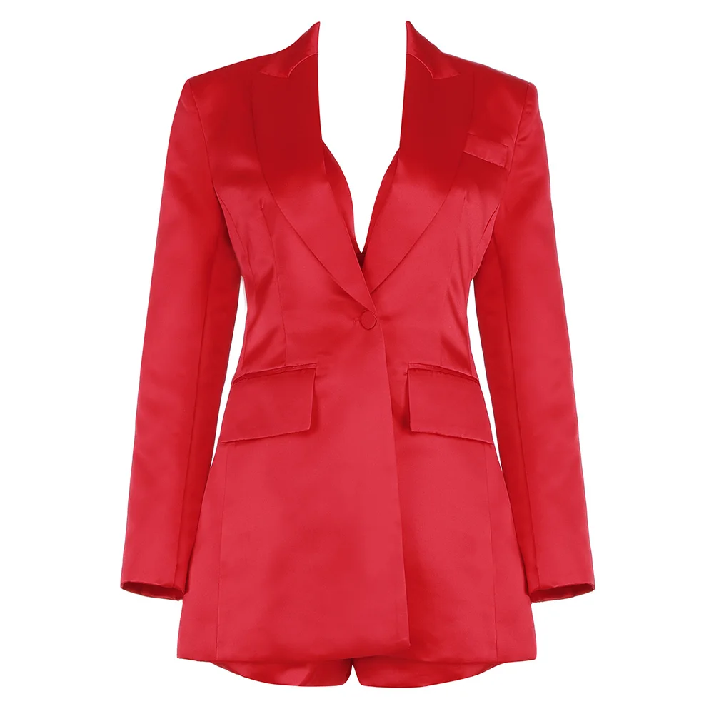 2021 New Women's Clothing Set Sexy Red Blazer Coats Lady Two Pieces Set