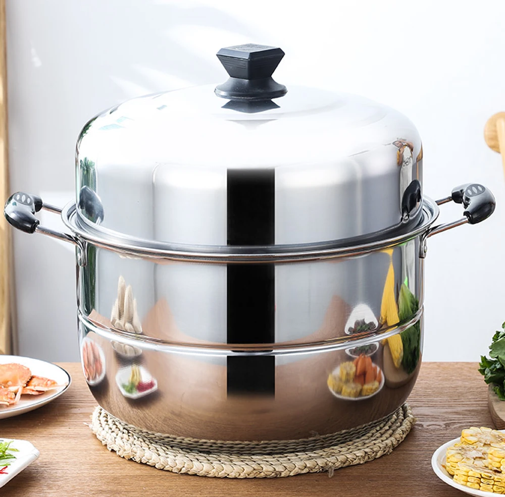 Двухслойная Паровая кастрюля из нержавеющей стали универсальный паровой горшок