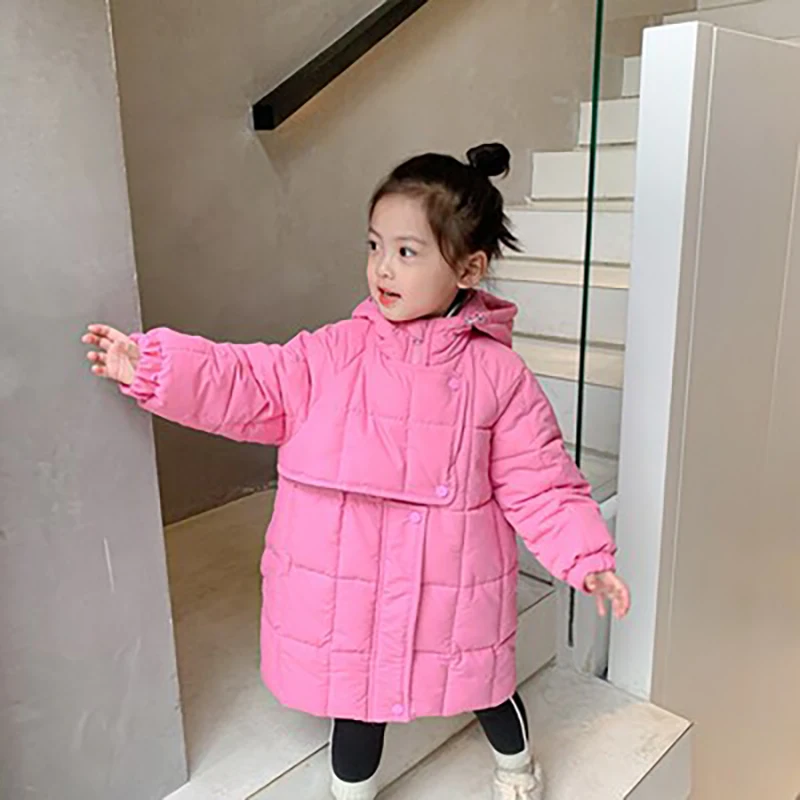 

Mila Chou Winter Baby Girls Warm Quilted Cute Hoodie Coat Kids Cotton Padded Pink Parka Jacket Top Children Outerwear Clothes