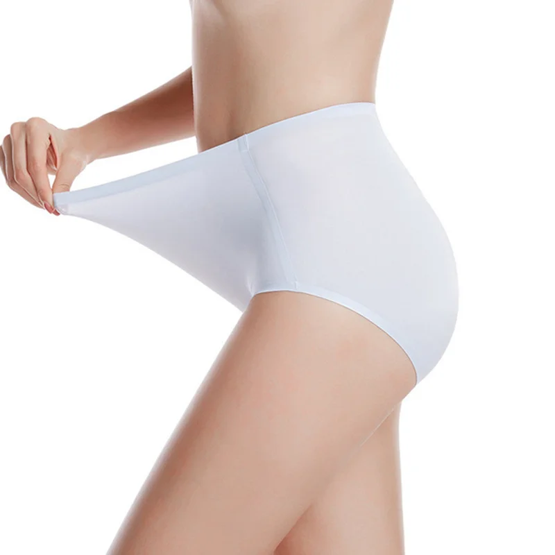 

women's underwear high waist traceless briefs women summer ice silk breathable Tummy Tuck Butt lift panties Large size M~ 4XL