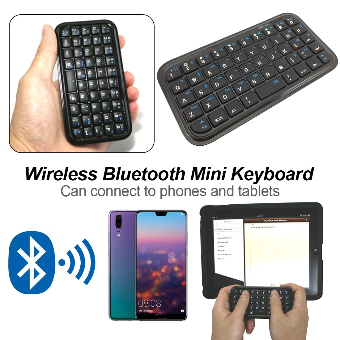 NOYOKERE портативный черный тонкий мини Bluetooth беспроводная клавиатура для