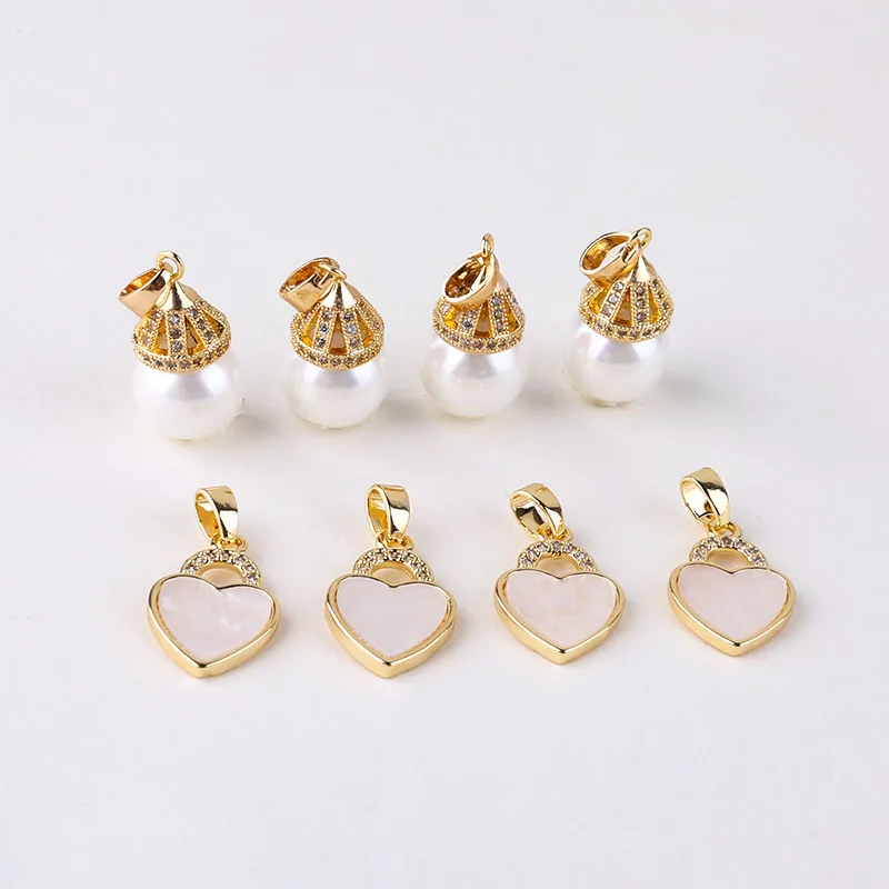 

Медное покрытие 18K Циркон Любовь Замок Имитация ракушки искусственная крышка сделай сам серьги ручной работы ожерелье браслет материал 1 шт...