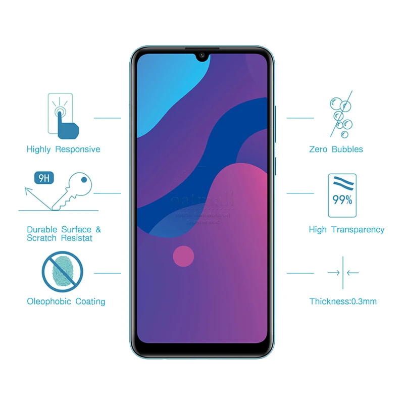 Закаленное стекло с полным покрытием для Huawei Honor 9A 9S 9C 2 шт.|Защитные стёкла и