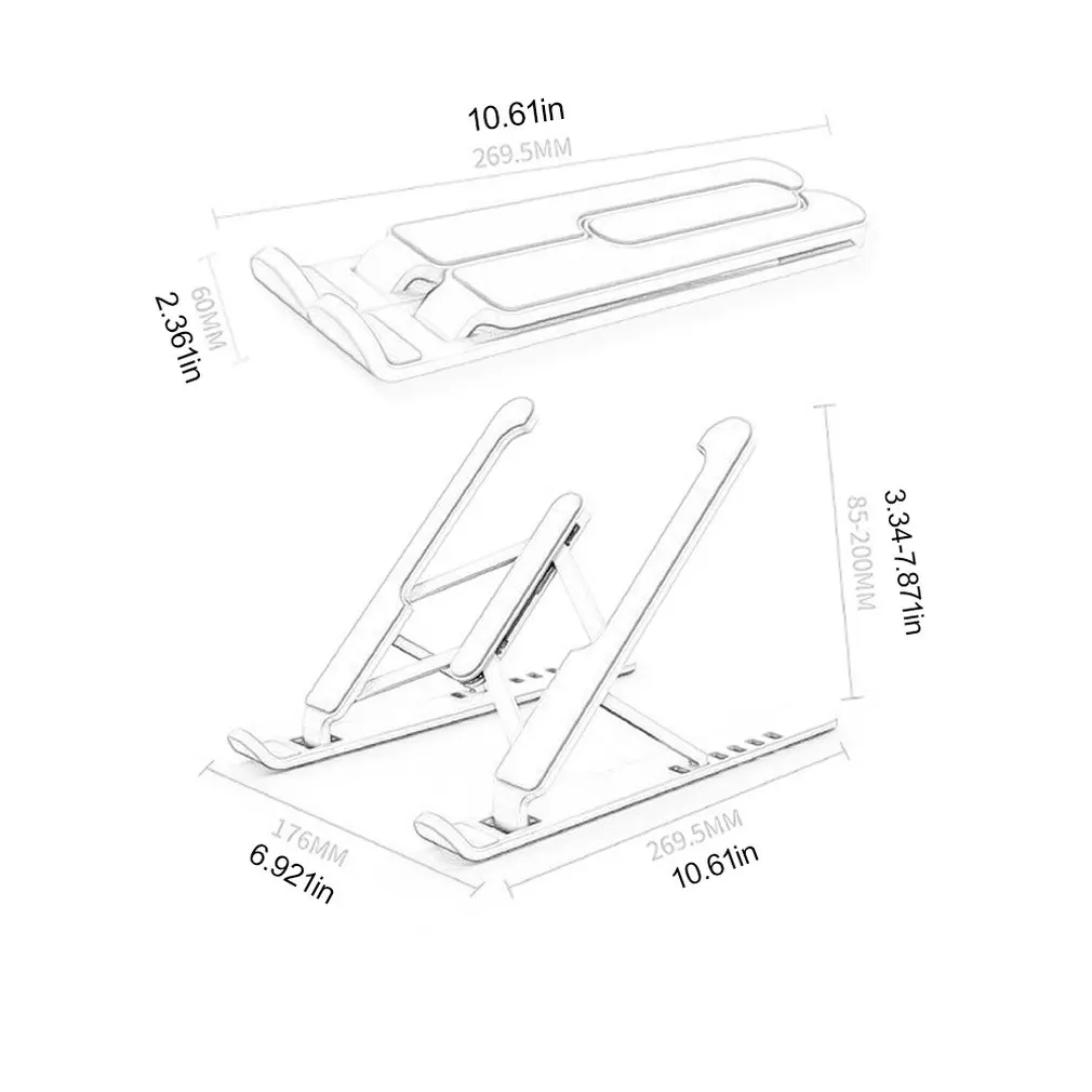 

Adjustable Folding Laptop Stand Non-slip Portable Laptop Holder Height-Adjustable Notebook Heat Dissipation Bracket for iPad