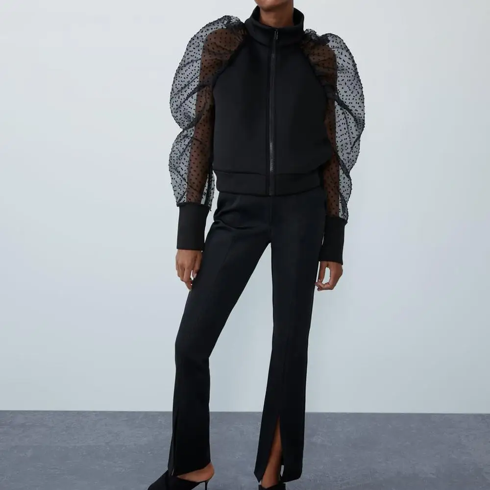 Женские полупрозрачные сетчатые блузки в горошек элегантные однотонные рубашки